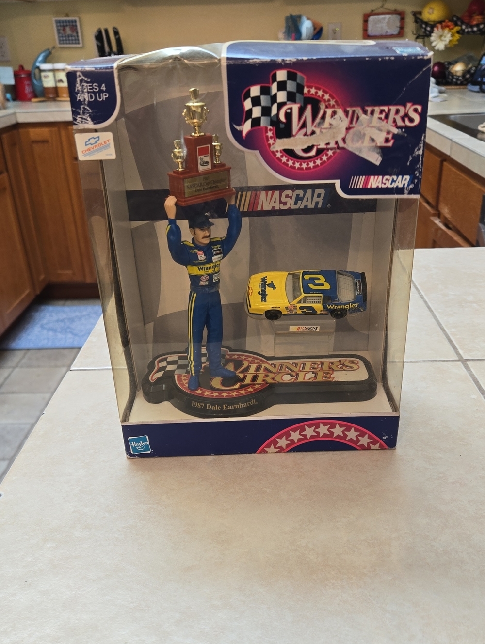 Hasbro NASCAR Winner's Circle Dale Earnhardt Blue and Yellow Figure with Car